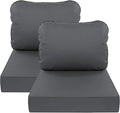 AAAAAcessories Outdoor Deep Seat Cushions, Waterproof, Fade-Resistant Patio Furniture Replacement Cushions, Set of 2, 24" x 24" x 5", Dark Gray