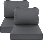 AAAAAcessories Outdoor Deep Seat Cushions, Waterproof, Fade-Resistant Patio Furniture Replacement Cushions, Set of 2, 24" x 24" x 5", Dark Gray