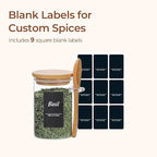 ComSaf Spice Jars with Spoon 8 oz 6Pack, Small Spice Containers Starter Set, Glass Seasoning Jars with Labels, Round Seasoning Containers for Salt, Pepper, Chili Powder, Sugar, Loose Tea Storage