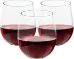 FOCUSLINE 32 Pack Plastic Wine Glasses Stemless, 12 Oz Crystal Clear Disposable Wine Cups, Reusable Plastic Wine Glasses for Parties Weddings, Shatterproof Recyclable and BPA-Free