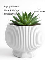 OXART 9.4 Inch Plant Pots, Ceramic Planters for Indoor Plants, Outdoor Flower Pots for Plants with Drainage Holes, Decorative Pot for Flowers & Herbs, No Trays, White