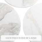 Koville African Natural Marble Cutting Board for Kitchen, 11inch Round Hand Crafted Marble Slab for Cheese, Charcuterie, Pastry Board - Wedding Gift, House Warming Gift(OYSTER WHITE)