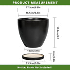 Ceramic Pots for Plants - 6.8 Inch Plant Pot with Drainage Hole and Saucer, Succulent Round Flower Planters for Indoor, Home Decor, Black