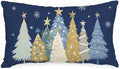 AACORS Christmas Pillow Cover 12X20 Inch Watercolor Christmas Tree Stars Decoration Holiday Farmhouse Winter Pillow Case for Sofa Couch Decor（Blue） AA608-12