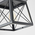 HuixuTe Black Farmhouse Pendant Lights, Industrial Kitchen Island Lighting, Rectangle Linear Cage Chandeliers for Kitchen, Dining Room Table