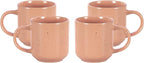 HomeVss, Nordic Shape Rising Rim Stoneware 20pc Dinnerware Set, Matte Rose with Speckle Finished Effect