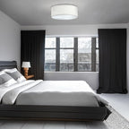 Luupyia 3-Lights Drum Ceiling Light Fixture 12.6 Inches, Vintage Unique Semi Flush Mount Ceiling Lighting with Fabric Drum Shade, Farmhouse Chandeliers for Bedroom, Hallway, Entry, Foyer E26 60W