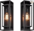 2 Pack 18 inches Outdoor Wall Lantern Light Fixture, Large Black Exterior Waterproof Wall Sconce, Anti-Rust Mount Porch Light with Clear Glass,E26 Socket