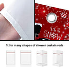 Christmas Snowman Shower Curtain, Red Xmas Ball Cute Winter Snowman Shower Curtain Christmas Holiday Decor, Durable Fabric Machine Washable with Hooks, 72 x 72 Inches