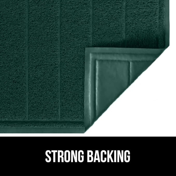 GORILLA GRIP Dirt Grabber Mesh Doormat, Low-Profile, Stain and Fade Resistant Heavy Duty Quick Dry Striped Doormats, Mats for Indoor or Outdoor Entry, Shoe Scraper, Garage Entrance Mat, 35x23, Green