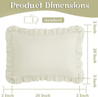 KKJIAF Ruffle Pillow Cases Standard Size Set of 2, Ruffled Pillow Covers with Envelope Closure, Wrinkle Resistant Ruffled Pillow Shams 20" x 26", Beige