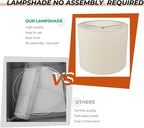 12" Wx 10" H Drum Lampshades, No Assembly Required, Fabric Lampshade for Table Lamp, Bedside Lamp, Floor Lamp, Metal Spider Fitter, Beige