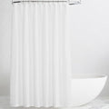 KGORGE White Linen Shower Curtain - Semi Sheer Lightweight Button Hole Half Privacy Quick Dry Shower Curtains for Bathroom Bathtub Decor, White, 54 x 78 inches Long, Hooks Included