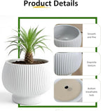 OXART 9.4 Inch Plant Pots, Ceramic Planters for Indoor Plants, Outdoor Flower Pots for Plants with Drainage Holes, Decorative Pot for Flowers & Herbs, No Trays, White