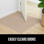 GORILLA GRIP Dirt Grabber Mesh Doormat, Low-Profile, Stain and Fade Resistant Heavy Duty Quick Dry Striped Doormats, Mats for Indoor or Outdoor Entry, Shoe Scraper, Garage Entrance Mat, 47x35, Beige