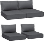 AAAAAcessories Outdoor Deep Seat Cushions, Waterproof, Fade-Resistant Patio Furniture Replacement Cushions, 24" x 24" x 5" + 24" x 13.5", Set of 4, Dark Gray