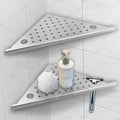 Corner Shower Shelves 2-Pcs, 10” Rustproof 304 Stainless Steel Shower Corner Shelf with Razor Holder, No Drilling Bathroom Shower Shelf for Tiled Wall (Brushed Silvery Style 2)