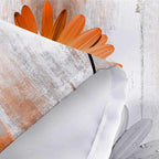 Rustic Farmhouse Shower Curtain, Farm Orange Daisy Floral Fall Flowers and Butterfly on Country Wooden Autumn Shower Curtain for Bathroom, Yellow Grey Gray Red Gold Curtain with 12PCS Hooks, 70X84IN