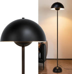 Black Floor Lamp for Living Room, 66'' Industrial Standing Lamp with Unique Metal Shade&Base Reflecting Light Tall Retro Lamp for Bedroom, Black