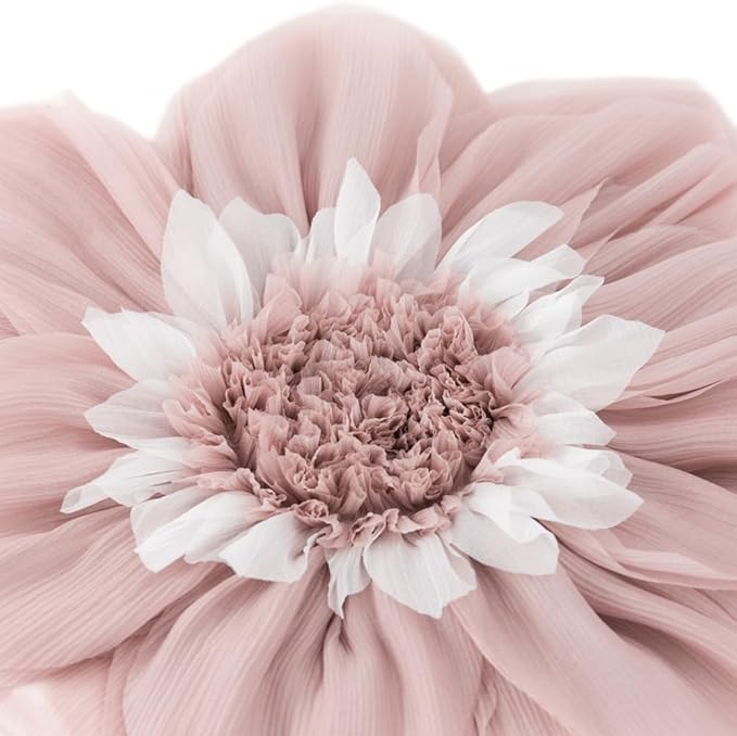 Handmade 3D Blush Pink Flower Pillow Cute Decorative Round Velvet Throw Pillows Modern Boho Farmhouse Accent Cushion for Bed Couch Car Bedroom Living Room Home Decor Gift 12 Inch Rose Gold