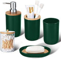 iMucci Bathroom Accessories Set 5Piece Hunter Green Bathroom Sets, Toothbrush Holder, Toothbrush Cup, Lotion Soap Dispenser, Soap Dish and Qtip Holder Bathroom Decor