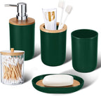 iMucci Bathroom Accessories Set 5Piece Hunter Green Bathroom Sets, Toothbrush Holder, Toothbrush Cup, Lotion Soap Dispenser, Soap Dish and Qtip Holder Bathroom Decor