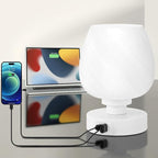Bedside Table Lamp - Touch Small Lamp for Bedroom Nightstand, 3-Way Dimmable, USB A+C Charging Ports, White Opal Glass Shade, Warm LED Bulb Included