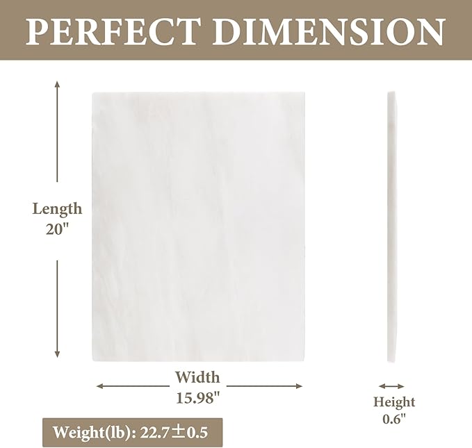 Koville African Natural Marble Cutting Board for Kitchen, 16x20inch Extra Large Hand Crafted Marble Slab for Cheese, Charcuterie, Pastry Board - Wedding Gift, House Warming Gift
