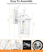 VIANIS Outdoor Porch Lights - Dusk to Dawn Exterior Wall Lights, 100% Anti-Rust Aluminum Waterproof, White Sconce Lanterns for Garage