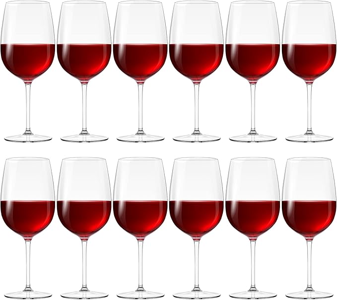 Set of 12 Unbreakable Acrylic Wine Glasses with Stem, 19 oz Plastic Wine Glasses Reusable Clear Goblet BPA-Free for Outdoor Drinking, Pool, Travel, Camping or Picnic Gift Supplies(Goblet)
