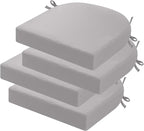 idee-home Outdoor Chair Cushions Set of 4, Thick 19" x 19" x 3" Patio Chair Cushions for Outdoor Furniture Waterproof with Ties, Seat Cushion, Chair Pads Dining Chair Grey