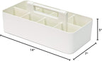 New Plastic Portable Makeup Organizer Caddy Tote Divided Basket Bin with Handle, for Bathroom Storage - Holds Blush Makeup Brushes, Eyeshadow Palette, Lipstick - Extra Large Made In USA (Ivory)