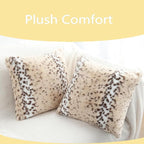 Throw Pillows Covers 20x20, Fluffy Animal Fur Pillow Cover Snow Leopard Cheetah Print Decorative Accent Cushion Covers Pillowcases for Couch Sofa Bedroom Living Room, Beige