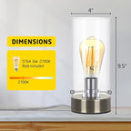 Bedside Nightstand Lampfor Bedroom Living Room, Modern Table Lamp Desk Lamp with Glass Lamp Shape, 2700K 6W Glass Bulb Included(Bronze).