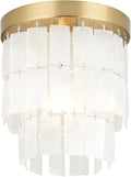 ALICE HOUSE 8-Inch Flush Mount Ceiling Light with Capiz Shells, Brushed Brass Finish, Modern Coastal Farmhouse Light Fixture for Entryway, Hallway, Kitchen, Bedroom, Laundry Room AL2908-S1