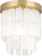 ALICE HOUSE 8-Inch Flush Mount Ceiling Light with Capiz Shells, Brushed Brass Finish, Modern Coastal Farmhouse Light Fixture for Entryway, Hallway, Kitchen, Bedroom, Laundry Room AL2908-S1