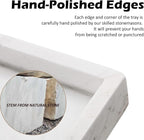WORHE Italy Marble Vanity Tray for Jewelry, Perfume, Makeup, Candle,Towel Natural Modern Decorative Trays for Bathroom Bedroom Dresser Rectangle Kitchen Storage Organizer for Home Decor White (FX031)