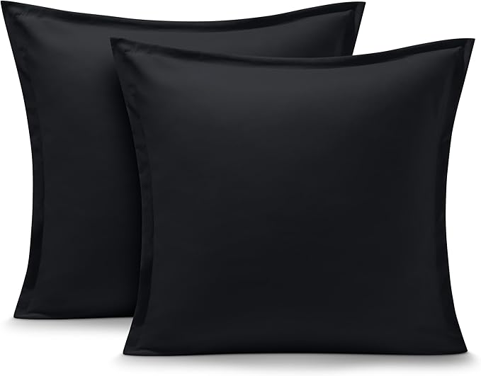 Bare Home Euro Pillow Sham Covers - Set of 2 - Premium 1800 Ultra-Soft Microfiber - Double Brushed - Bed Pillow Shams - Pillows Not Included (Set of 2, Black)