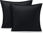 Bare Home Euro Pillow Sham Covers - Set of 2 - Premium 1800 Ultra-Soft Microfiber - Double Brushed - Bed Pillow Shams - Pillows Not Included (Set of 2, Black)