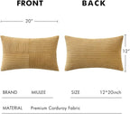 MIULEE Khaki Corduroy Pillow Covers Pack of 2 Boho Decorative Spliced Throw Pillow Covers Soft Solid Couch Pillowcases Cross Patchwork Textured Cushion Covers for Living Room Bed Sofa 12x20 inch
