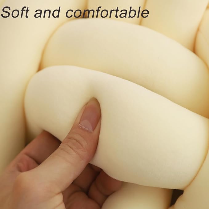 Light Yellow Knot Pillow Ball,Cute Throw Pillows for Bed,Light Yellow Decorative Pillows for Bedroom Aesthetic,Soft Knot Pillow for Couch,Handmade Living Room Throw Pillows17.7inch.