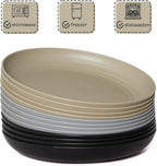 12PCS Unbreakable Dinner Plates, Dishwasher & Microwave Safe Plastic Plates Reusable, Lightweight Wheat Straw Plates for Kitchen (Simplicity, 9 In.)