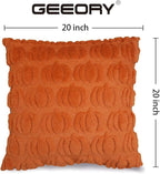 GEEORY Fall Pumpkin Throw Pillow Covers 20x20 Inch Set of 2, Autumn Soft Plush Faux Fur Wool Decorative Farmhouse Holiday Cushion Case for Home Decoration (Rust) GC001-20
