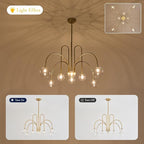 Modern Sputnik Light Fixture 8 Lights Luxury Gold Chandelier Large L41” Mid Century Clear Glass Globe Ceiling Pendant Light for Foyer Staircase Living Dining Room Kitchen