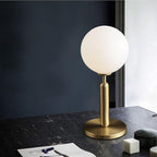 KCO Lighting Modern Gold Metal Table Lamp Mid Century Bedside Table Lamp with Matte Globe Golden Indoor Standing Light for Bedroom Vanity Living Room