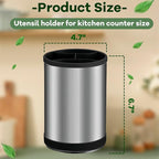 Kitchen Utensil Holder for Countertop, 360°Rotating Cooking Utensil Crocks，4 Compartment Stainless Steel Utensil Holder,6.7”Large Utensil Crock Spoon Fork Knife Holder For Kitchen Counter (khaki)