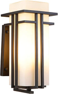 Large Outdoor Wall Lights 15.35" H x 6.7" W, Waterproof Wall Lantern Exterior Light Fixture for Entryways Yards Garage Front Porch, Metal Frame with Frosted Glass, Black (Large)