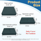 14 PCs Patio Cushion Covers for 7 PCs Outdoor Furniture Sectional Seating Sets Water Resistant Plus 2 Throw Pillows (Gray, 24.8(L)*24.8(W)*3.14(T) inches)