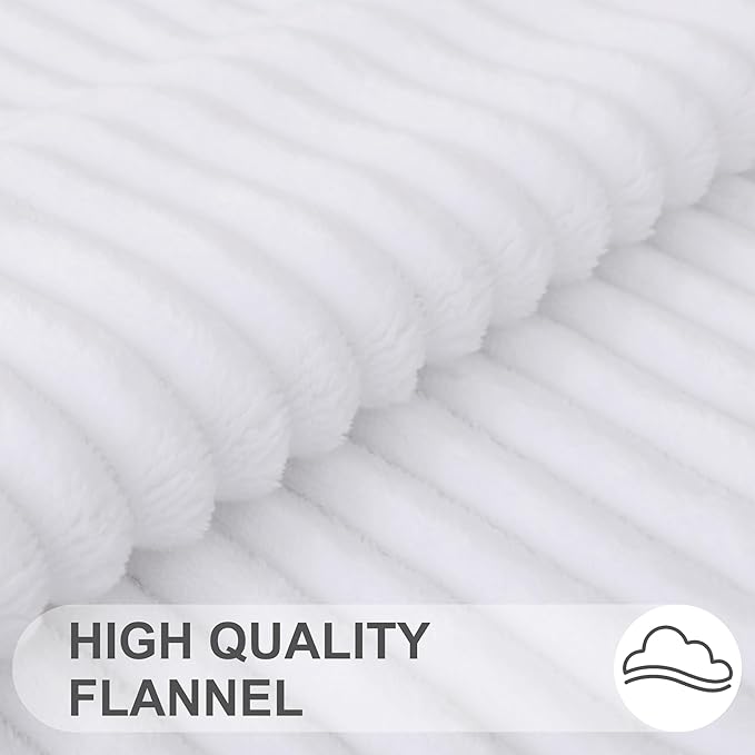 Simmore Decorative Fall Throw Pillow Covers 20x20 Set of 2, Soft Natural Plush Flannel Double-Sided Fluffy Couch Pillow Covers for Sofa Living Room, White