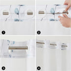 QiyI Flower Shower Curtain with Snap in Liner, Blue Beige Watercolor Floral Cloth Bath Curtains, No Hook Shower Curtains with Mesh Top Window, Fabric Waterproof Bathroom Curtain Set, 72 x 81 Inch